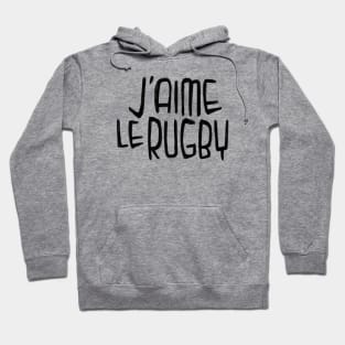 Rugby Love, Rugby Typography, J'aime le Rugby Hoodie